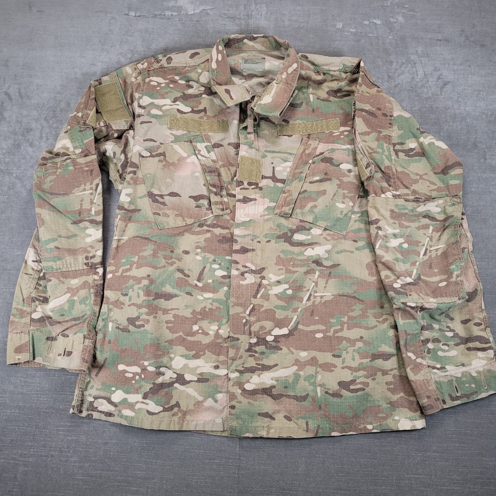 OCP Zip Up Camo Tactical Rip Stop MultiCam Combat Shirt Coat Med Long‎ Mens